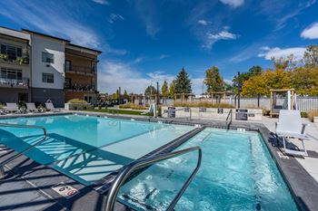 Relaxing outdoor pool scene